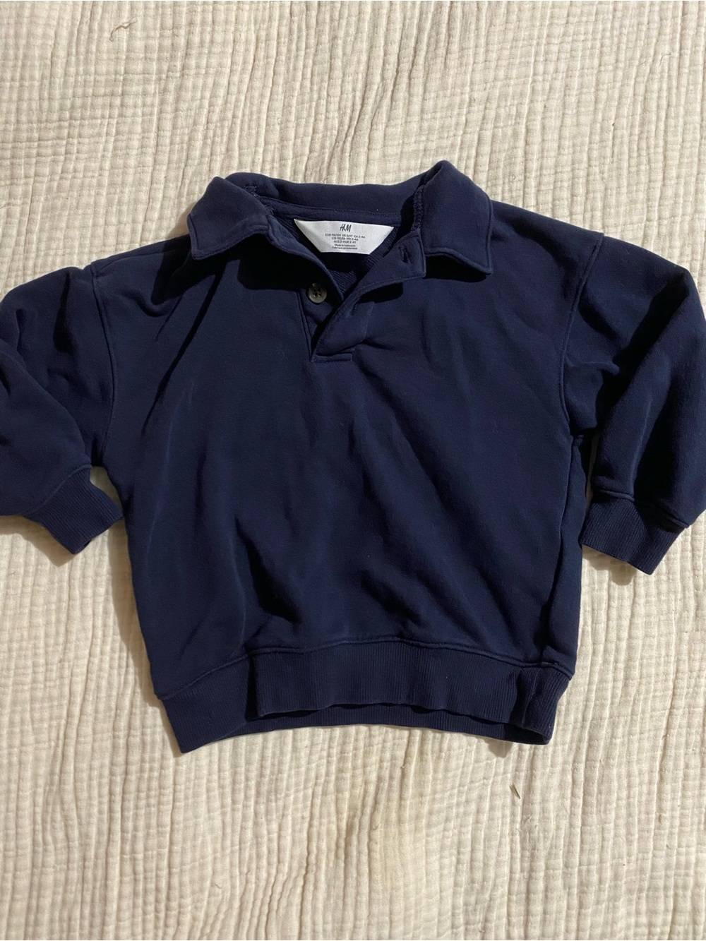 H&M Kids Dark Navy Polo-Style Pullover Sweatshirt